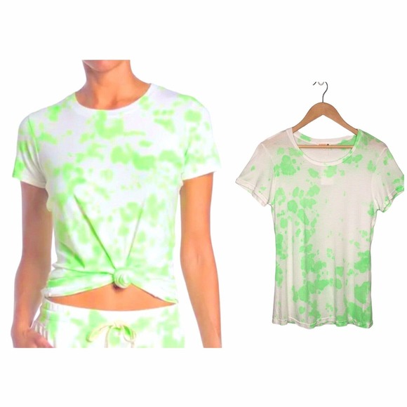 Sundry Tops - New Sundry Tie Dye Round Neck Short Sleeve Basic Tee Shirt Womens Neon Green 2